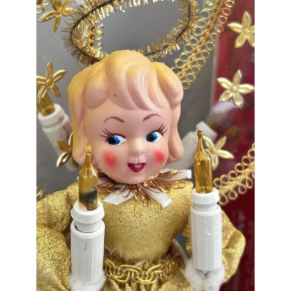 Vintage Christmas 1960's Shiny Brite Angel Tree Topper W/Box Japan Light-up